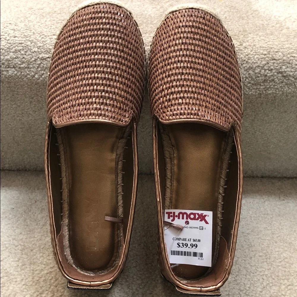 DKNY bronze woven espadrilles, size 9, NWT